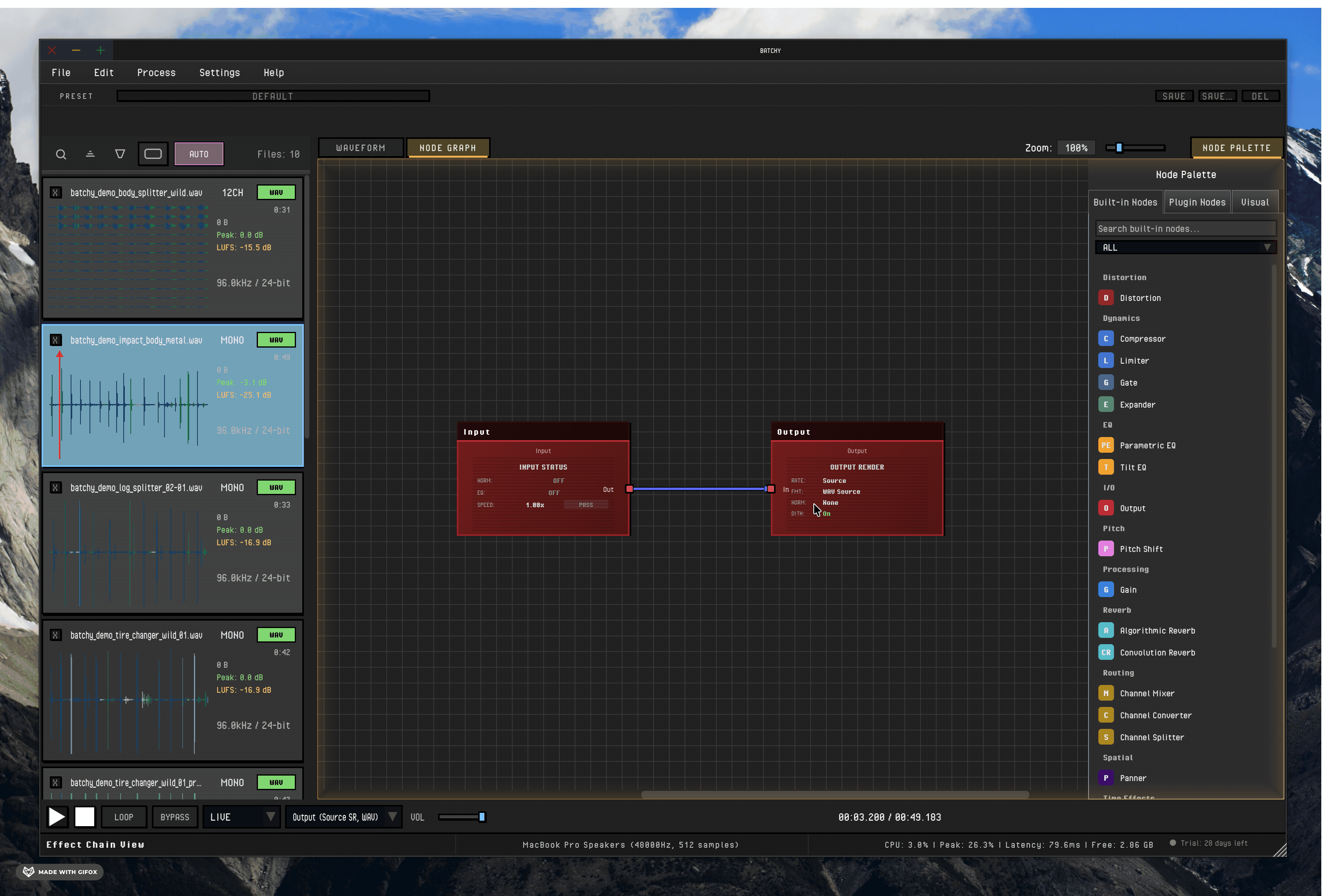 Batchy connecting nodes together in the node graph editor