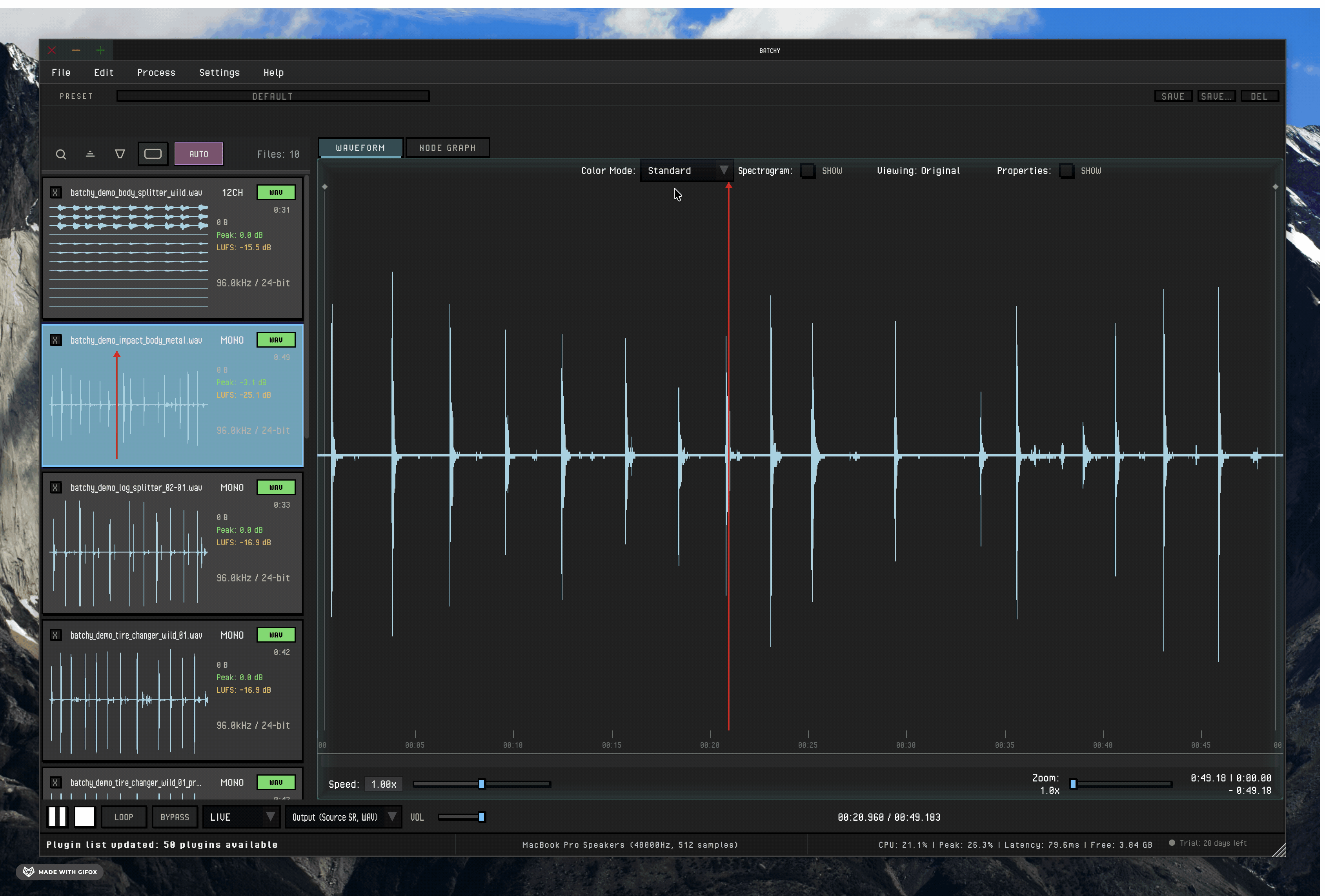 Batchy changing waveform coloring while browsing loaded audio files