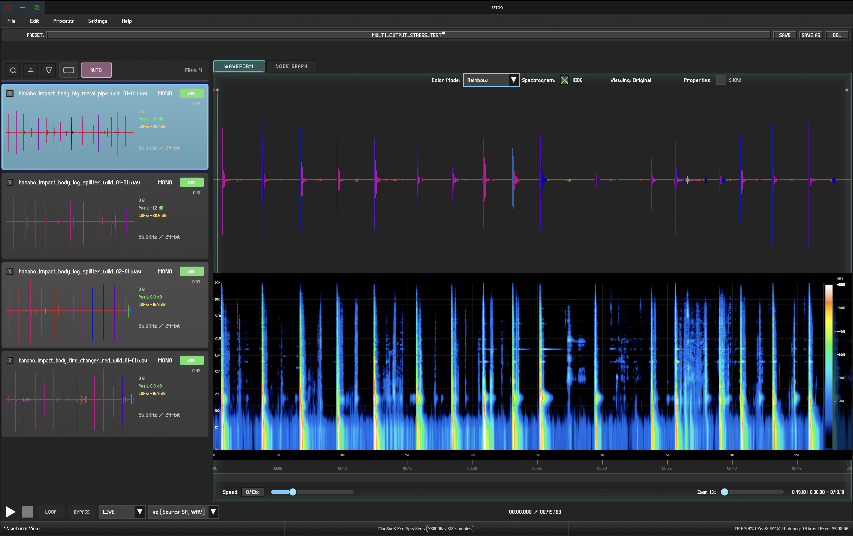 Batchy color spectrum view